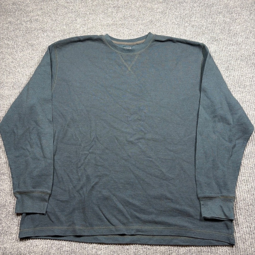 RedHead Brand Co Shirt Mens 2XL Waffle Knit Thermal Long Sleeve Blue Green